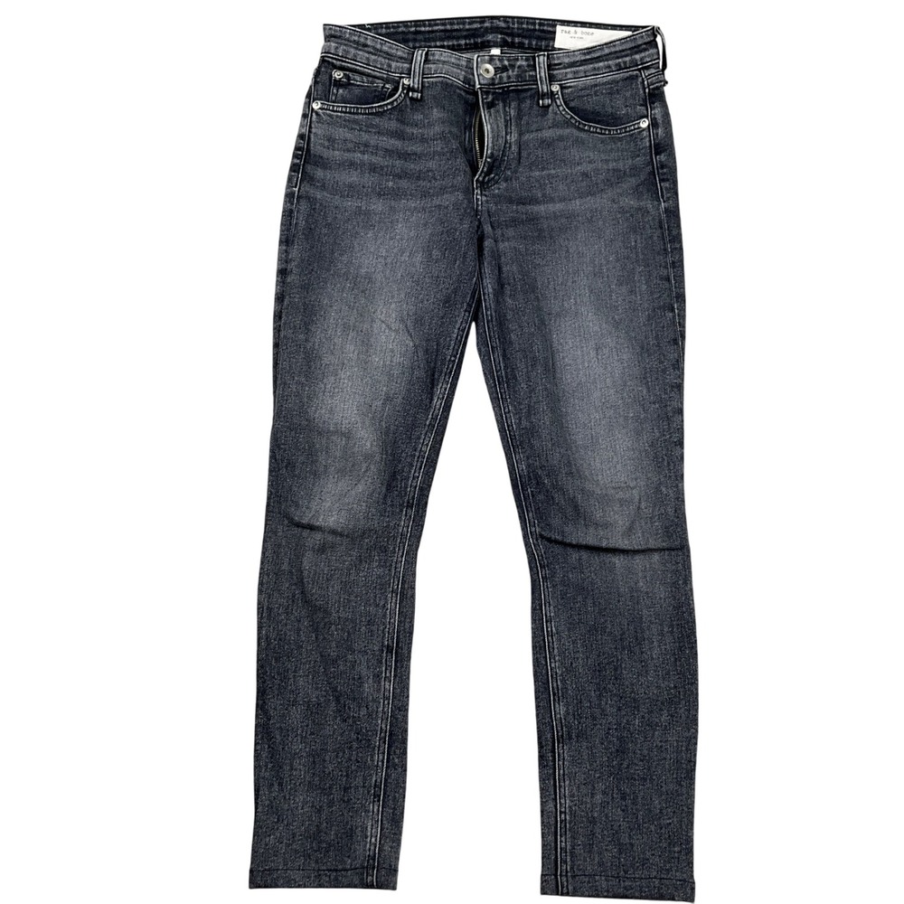 Rag & Bone Cate Jeans Women 28W Black Opal Mid Skinny Stretch Denim